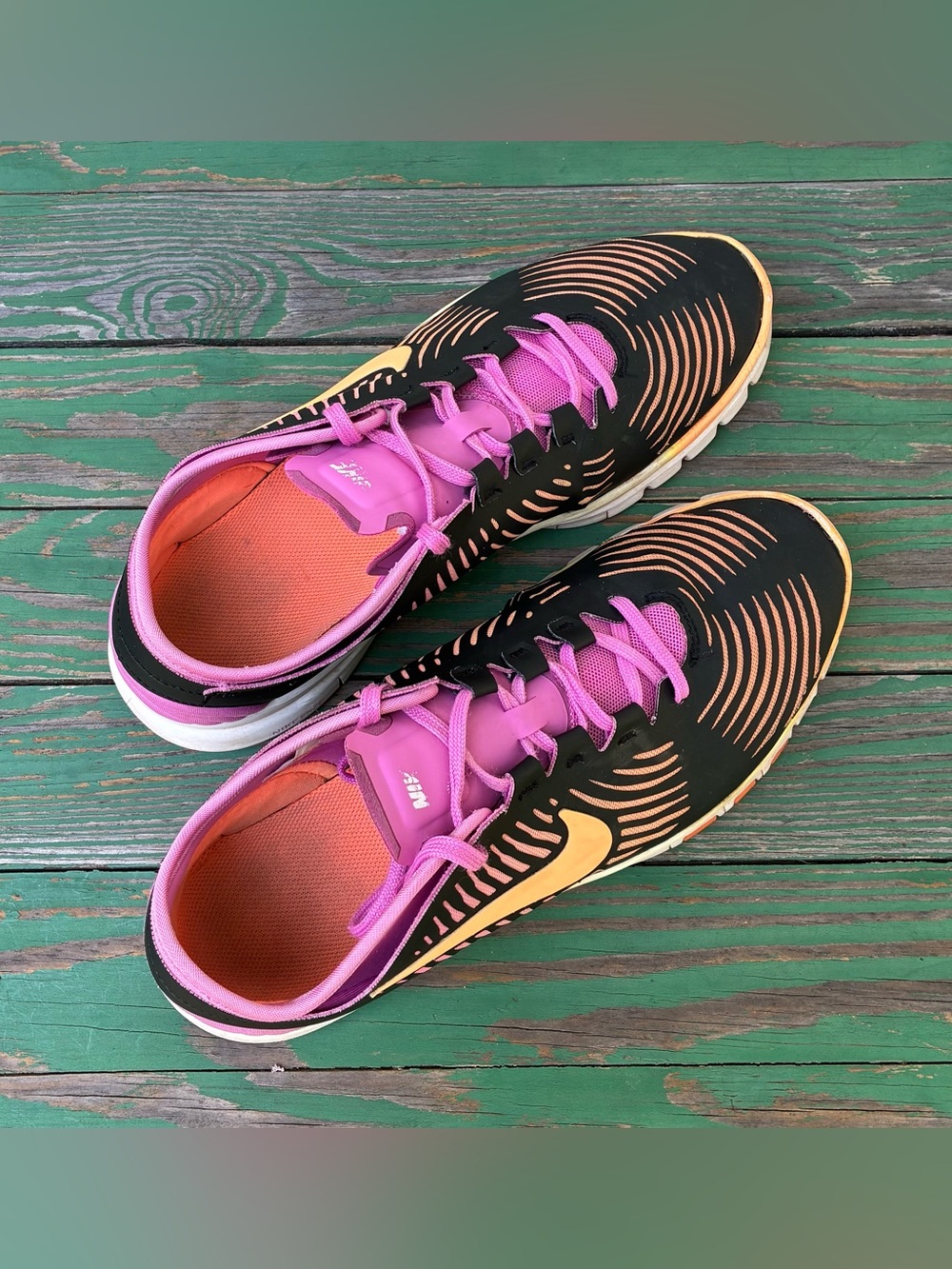 Nike Free Balanza Running Training Shoes Black Pink Orange Sz 11 Womens